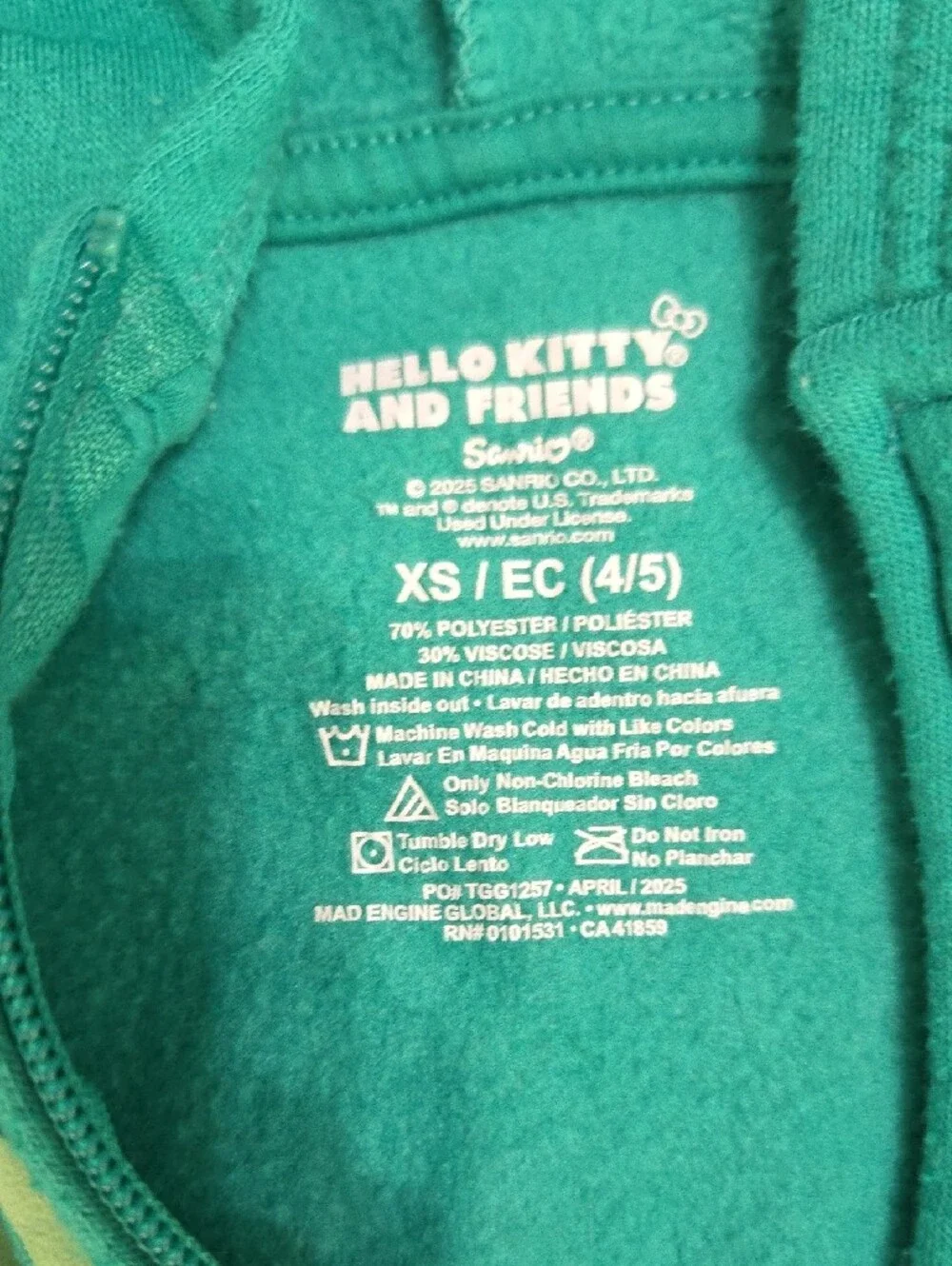 Hello Kitty Teal Zip Hoodie and Matching Shorts Set